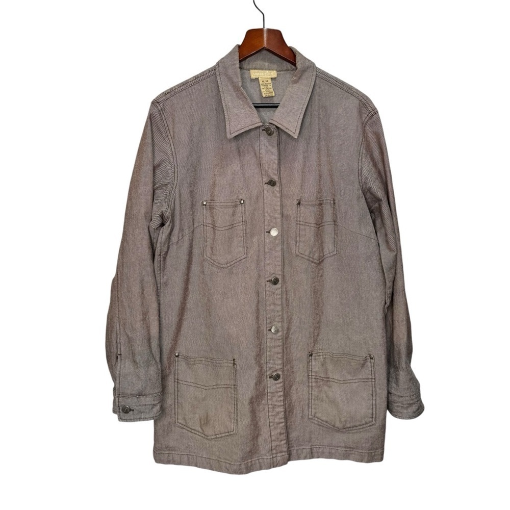 Vintage Cotton Ginny Tan Denim Button Front Shacket Size XL